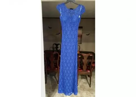 Long royal blue lace bridesmaid/prom dress worn only once
