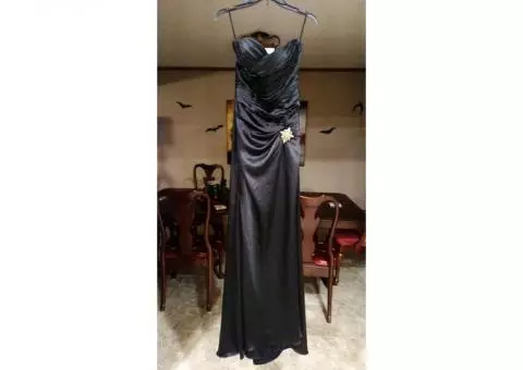Long black strapless satin bridesmaid/prom dress worn only once