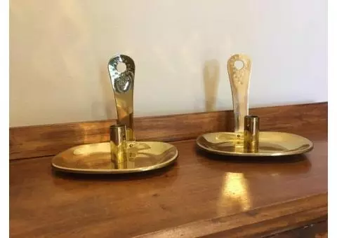 Simple Brass Candle Wall Sconces